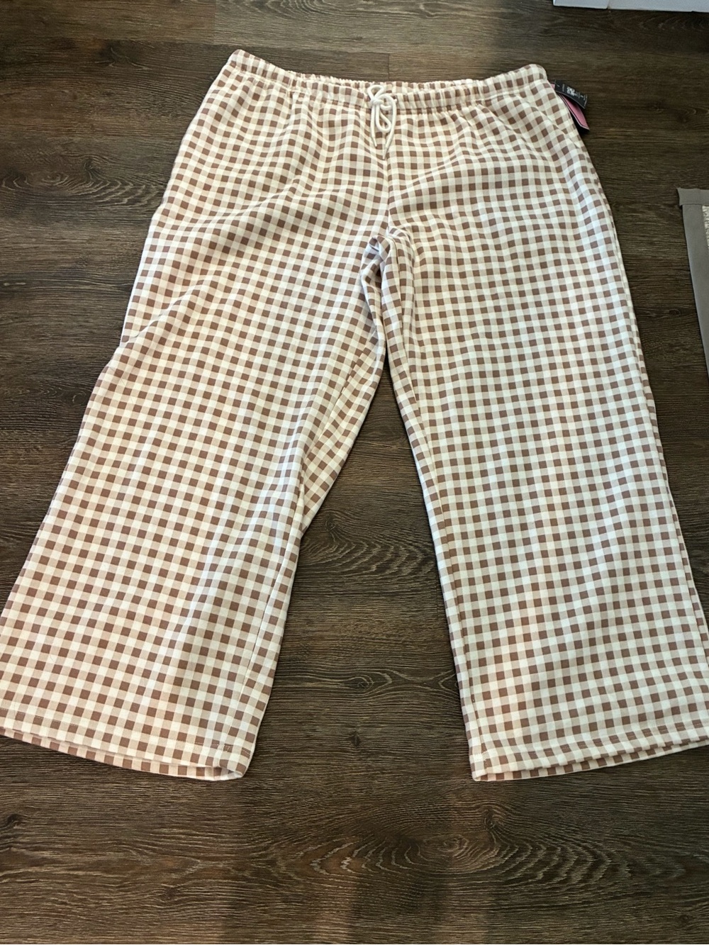 Grayson Threads Beige Gingham Pull-On  Pants